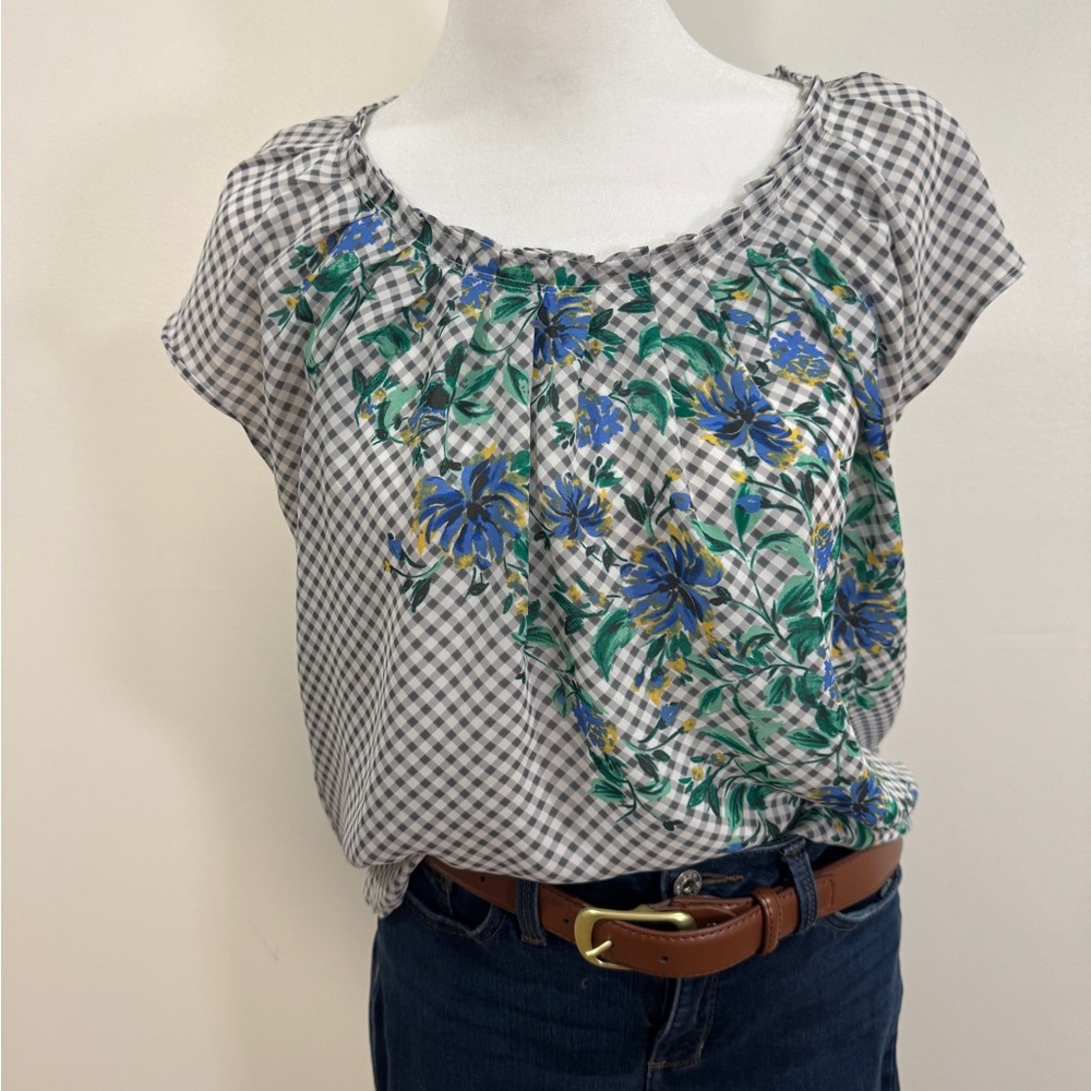Floral Checkered Women's Top